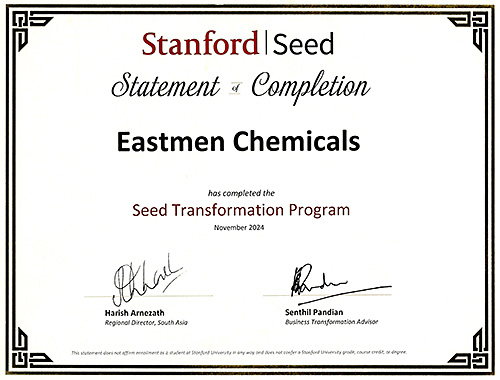 Stanford Transformation Program Certificate