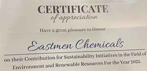 Sustainability Award Certificate 2022