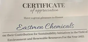 Sustainability Award Certificate 2022