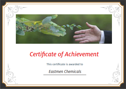 Sustainability Champion Award Certificate 2021